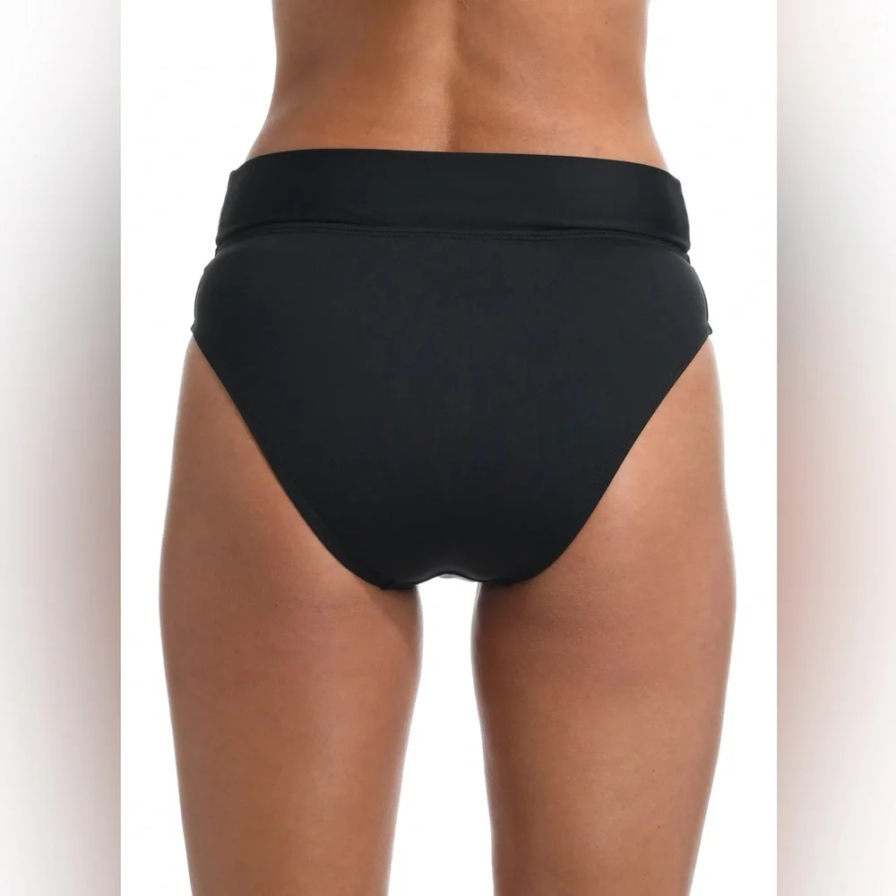 La Blanca Island Goddess Crossover High Waist Bottom - Black